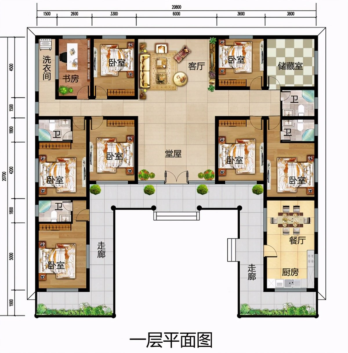 鄉村建的四合院一層設計，百萬豪宅的既視感，開啟一年好兆頭