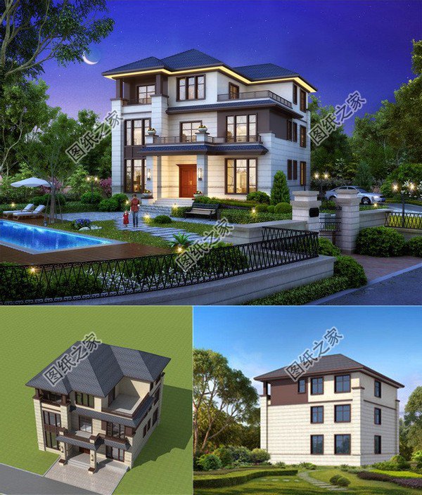 鄉村建170平到180平左右的三層別墅，大露臺設計，氣派不氣派