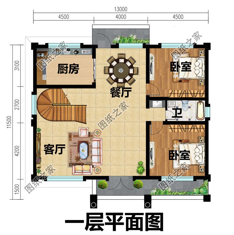 兩層半30萬農村自建房別墅設計圖