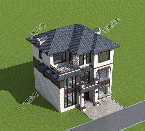 三層現(xiàn)代帶陽臺(tái)別墅圖，精致美觀，拿到圖紙立馬回去建！