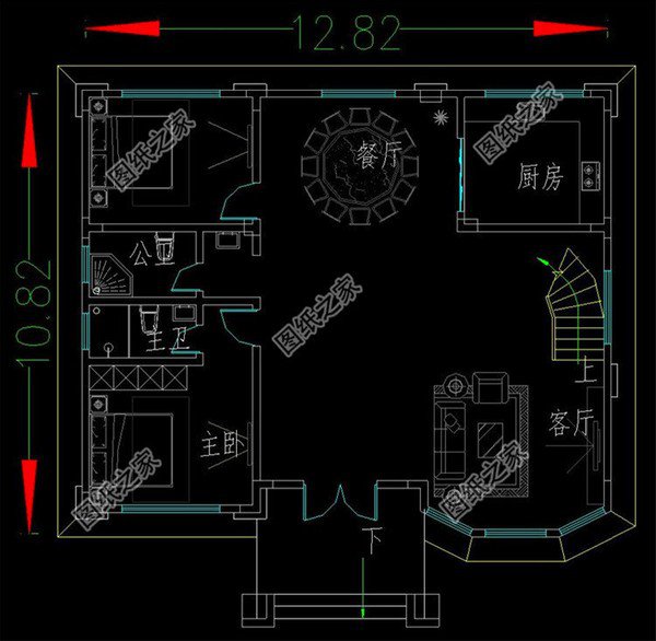 建房子三層樓設計圖，占地面積不大，第三款旋轉(zhuǎn)樓梯設計