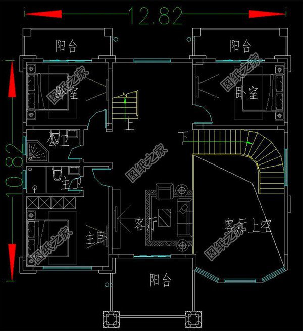 建房子三層樓設計圖，占地面積不大，第三款旋轉(zhuǎn)樓梯設計
