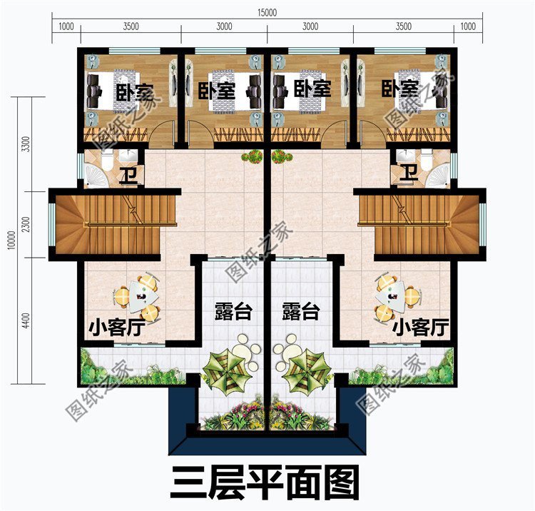 兩戶四間自建房設計圖，不怕家里面積小，雙拼別墅照樣建