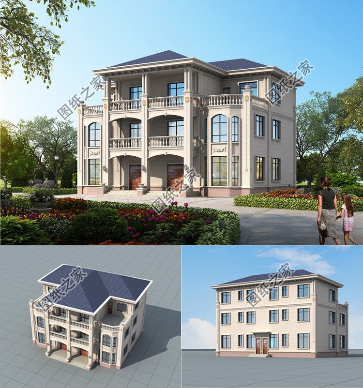 兩戶四間自建房設計圖，不怕家里面積小，雙拼別墅照樣建