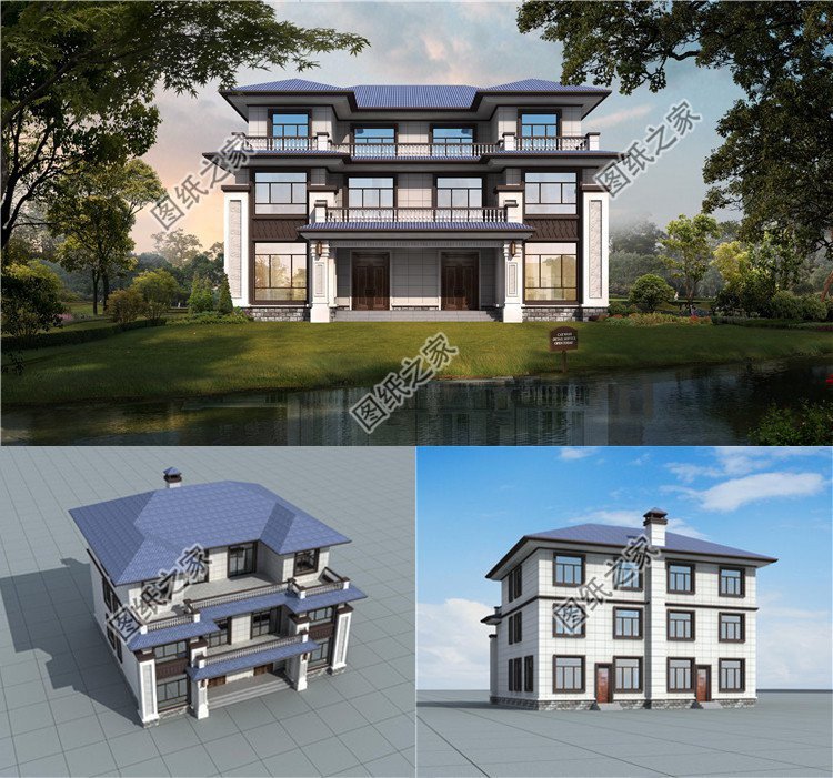 兩戶四間自建房設計圖，不怕家里面積小，雙拼別墅照樣建