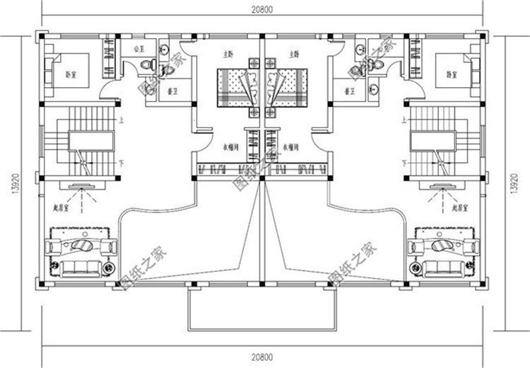 農(nóng)村兄弟雙拼戶(hù)型設(shè)計(jì)圖，適合兄弟一起建房，親戚看了都說(shuō)太漂亮
