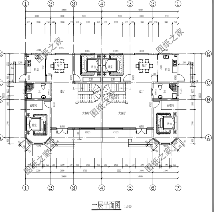 兄弟二層雙拼戶(hù)型圖，兄弟建房齊上陣，羨慕倒一大片親戚朋友