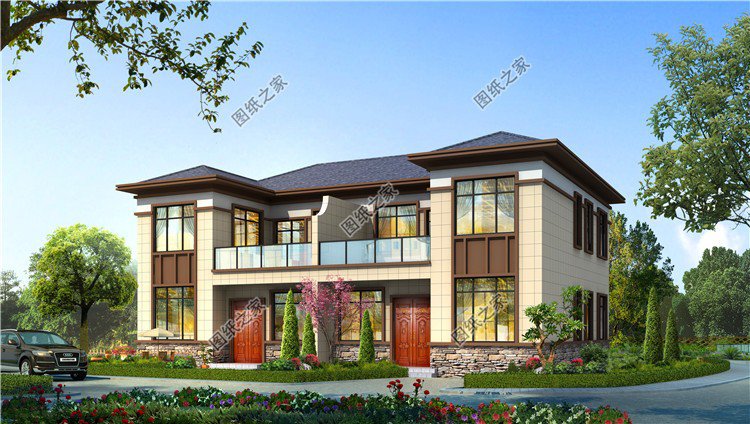 兄弟二層雙拼戶(hù)型圖，兄弟建房齊上陣，羨慕倒一大片親戚朋友