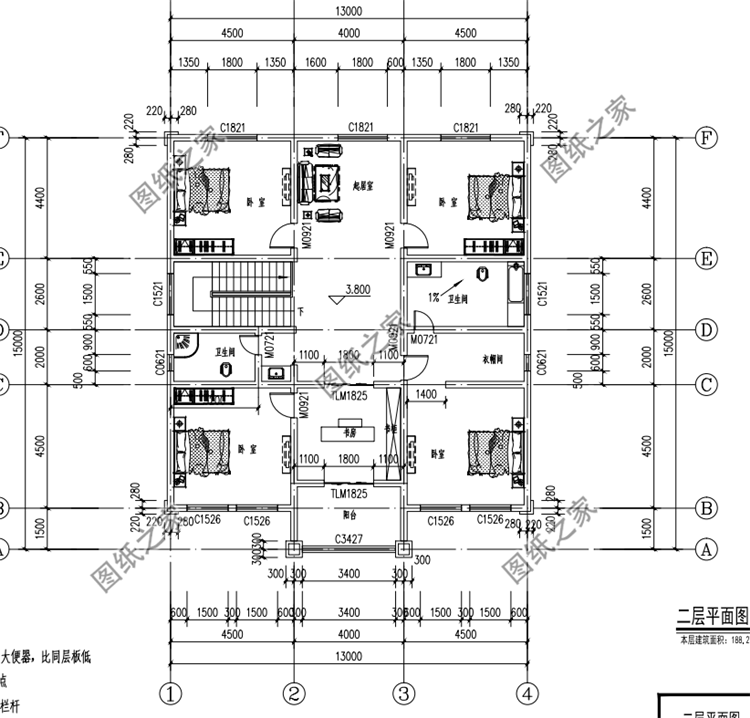 180平米左右二層樓房設計圖，超大戶型十分大氣，看了忍不住來一棟