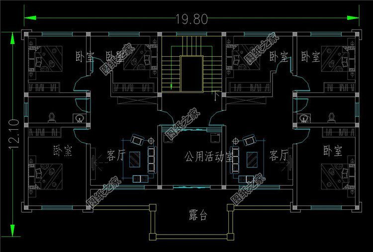 農村二層雙拼別墅戶型圖，兄弟心齊，家庭和睦
