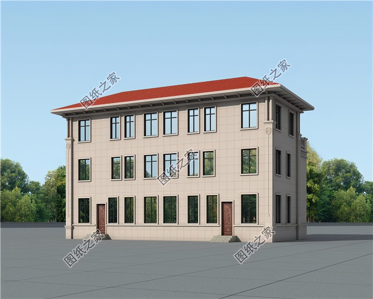 農村六間三層雙拼自建房設計圖，漂亮大氣的兄弟款設計