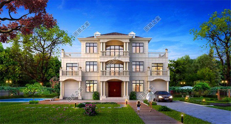 什么樣的房子霸氣又美觀？這三款五開間超大戶型三層別墅設計圖隨便選