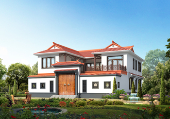 經典四合院別墅設計圖，復式挑空客廳讓四合院更高端