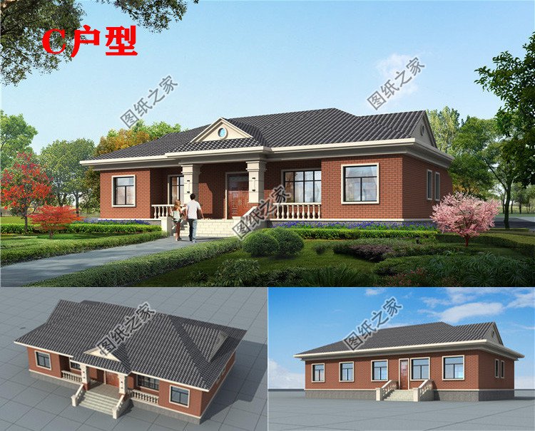 農(nóng)村自建房五間一層別墅設(shè)計圖效果圖