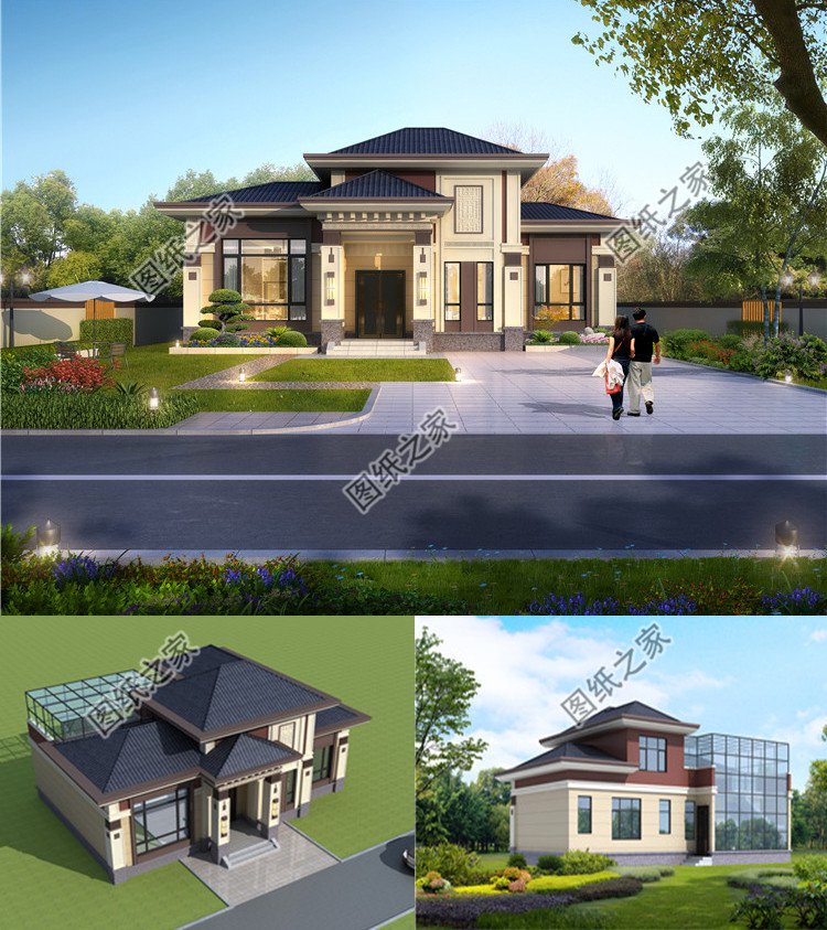 160平歐式二層別墅設計圖效果圖