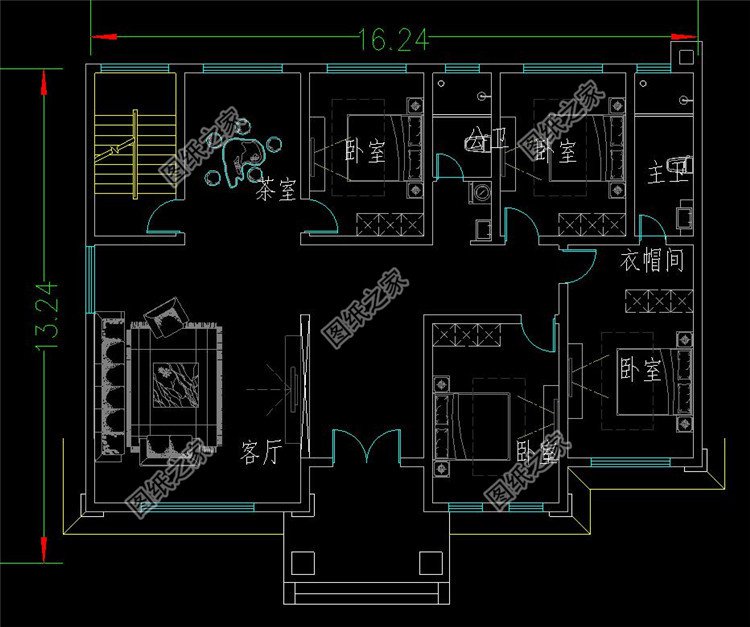 160平歐式二層別墅設計圖一層布局圖