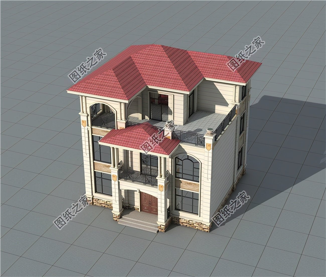 農(nóng)村帶羅馬柱的三層別墅外觀(guān)，有喜歡的趕快建吧！這波熱潮要趕上