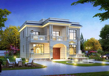 140平方米新農村二層自建平屋頂房屋設計圖紙帶外觀效果圖