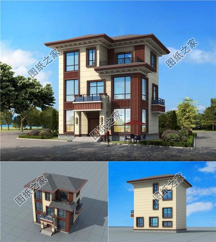 農村三層自建房效果圖，占地不大，簡單好看，室內設計符合現代生活