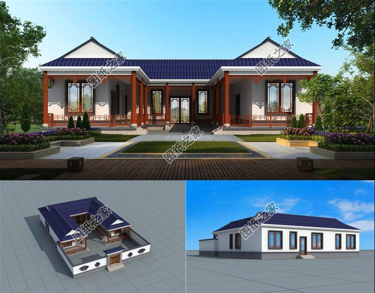 農村一層自建房設計圖，這三套別墅含全套設計圖，主體十來萬拿下