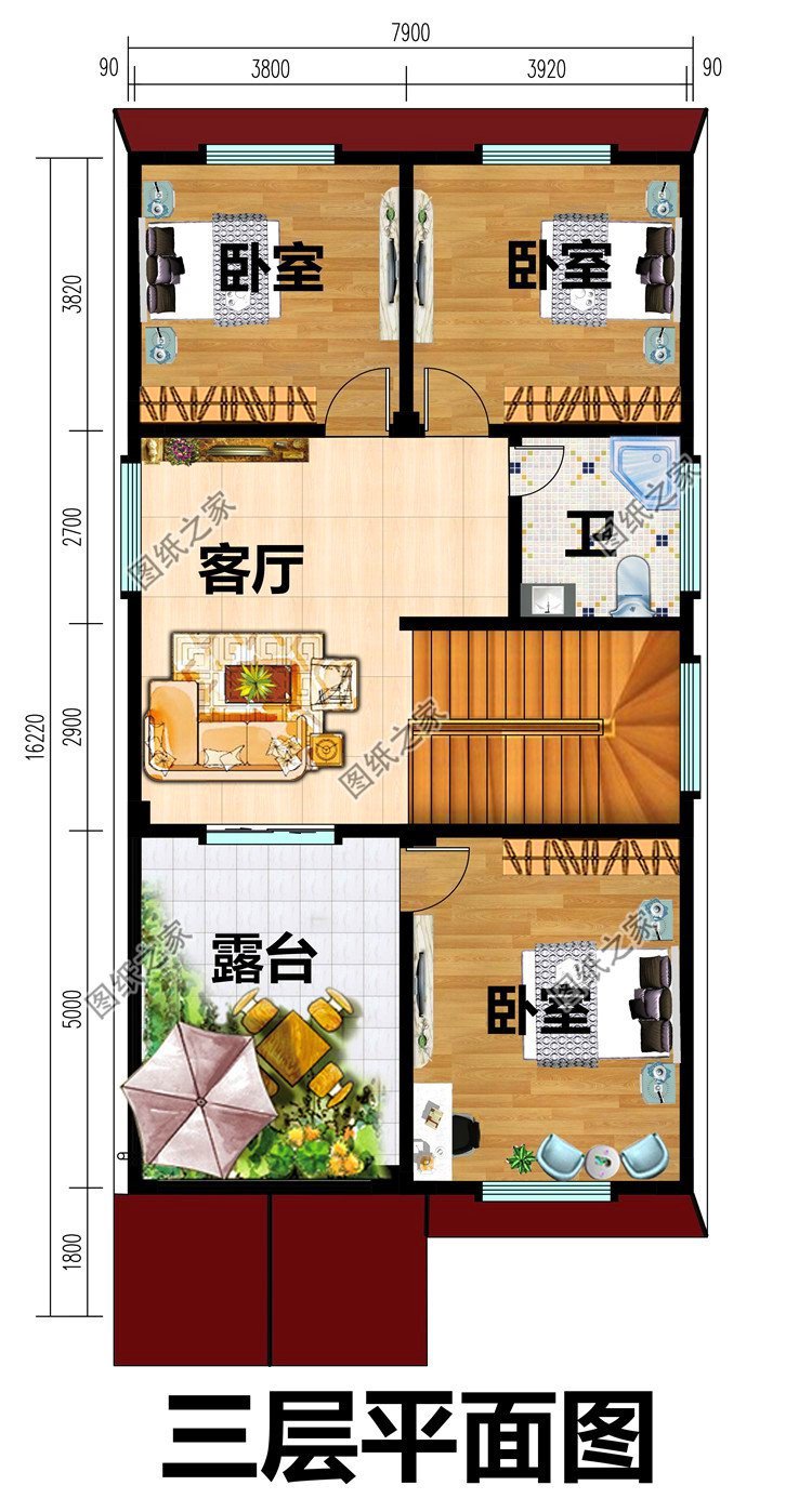 農村平屋頂三層自建房設計圖，盡享農村幸福生活，非常適合農村建造