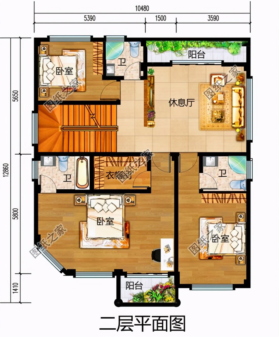 占地120平米四層別墅設計圖，戶型不大但功能齊全，收藏不吃虧