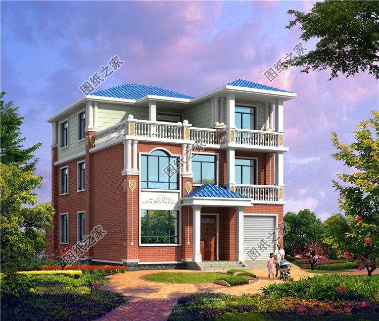 帶車庫三層別墅設(shè)計(jì)圖，有房有車才是硬道理，城里親戚看了羨慕