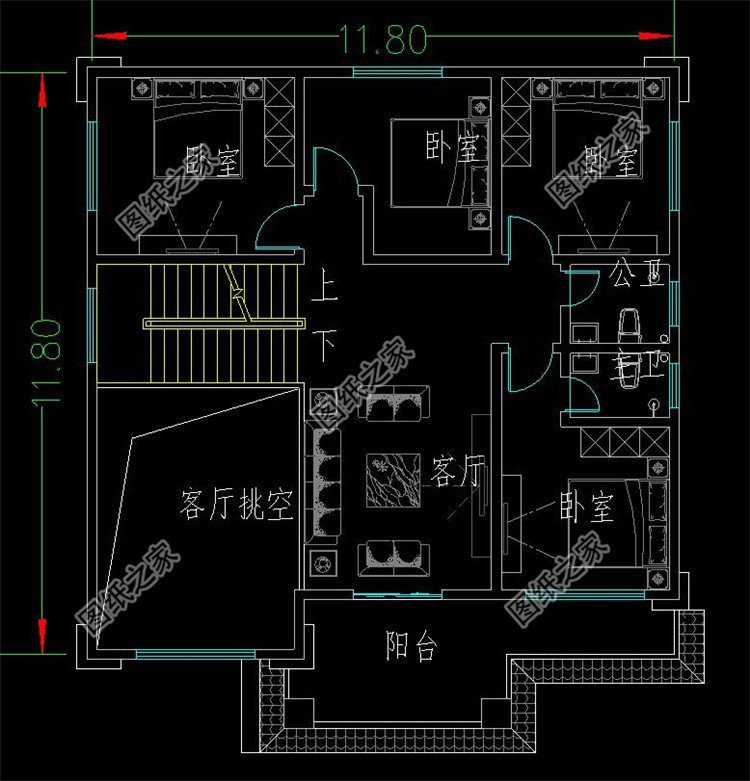 三層自建房平面設計圖，符合農村生活習慣，合理布局每一處