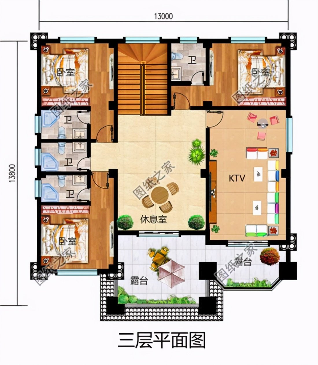 鄉(xiāng)下三層小洋樓戶型圖，農(nóng)村土豪最?lèi)?ài)的戶型，含全套施工圖