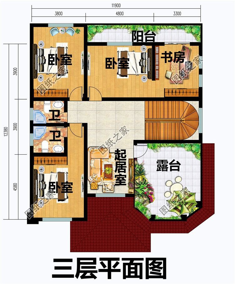 農(nóng)村三層復式別墅設計圖，挑高客廳時尚大氣，好看又實用