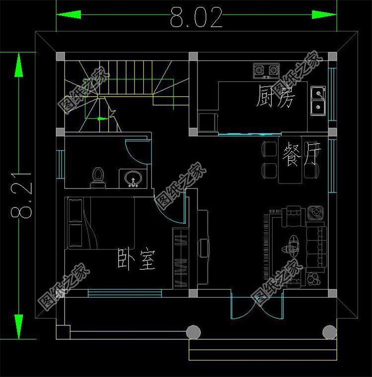 開間設(shè)計(jì)8米寬的自建房，雖然不大，建成也好看
