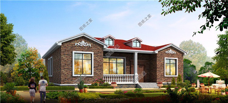 新款一層農村自建房設計圖，小房子也有大排場，建房還是一層好