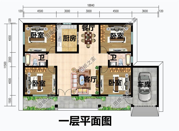 18萬農村自建一層別墅設計圖