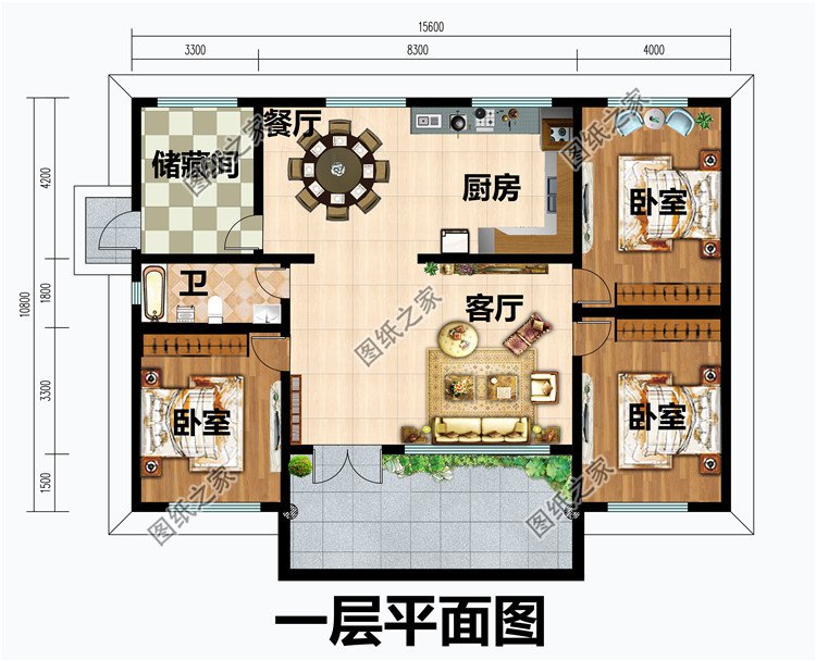 中式一層仿古自建平房設計圖