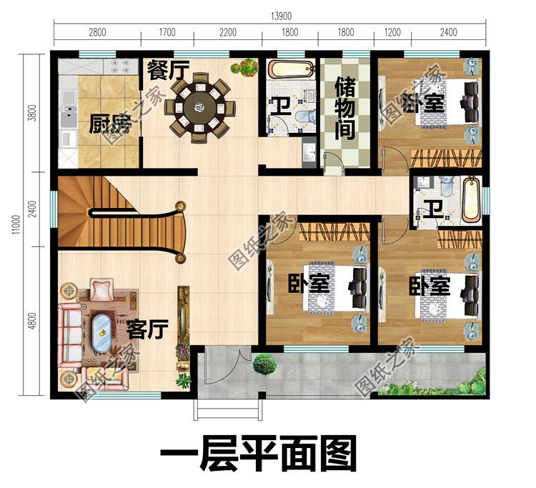 一層半復(fù)式帶閣樓別墅設(shè)計(jì)圖