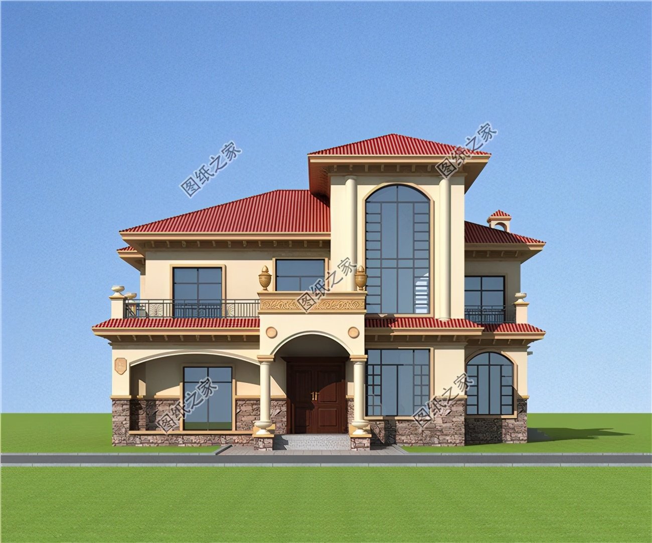 豪華的三層別墅，我就在老家建的設計，品位不一般