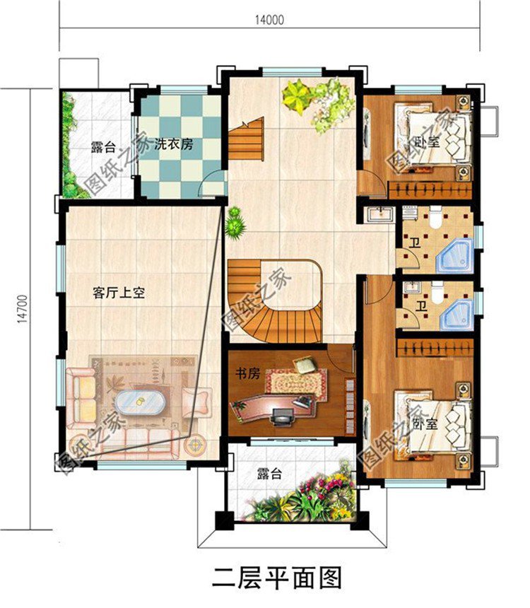 農村自建房三層平面圖，高端氣派，成為村里地標性建筑
