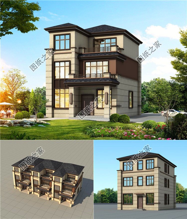 農村自建房三層平面圖，高端氣派，成為村里地標性建筑