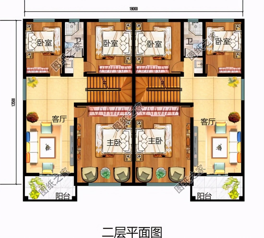 農村雙拼樓房設計圖，兄弟合建省錢又好看，日子自然越過越紅火