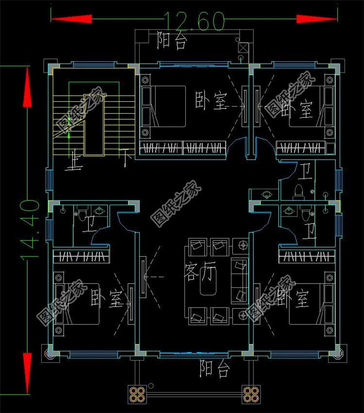 適合農村建的新農村建房四層圖紙設計圖，第三款設計師極力推薦
