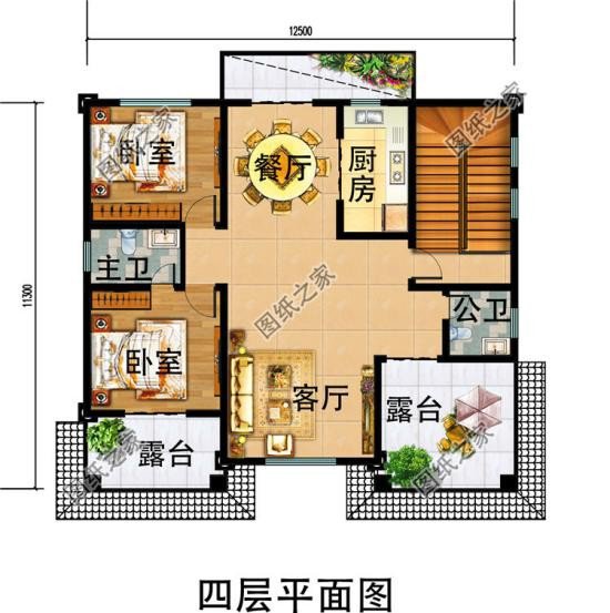 適合農村建的新農村建房四層圖紙設計圖，第三款設計師極力推薦