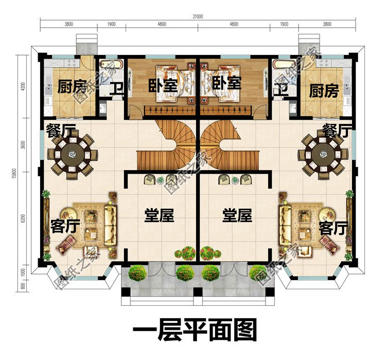 兄弟合建房新農村三層雙拼別墅