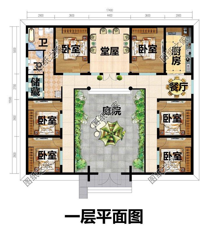 仿古中式三合院設計圖紙