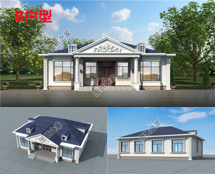 農(nóng)村小別墅一層設(shè)計(jì)圖紙戶型效果圖