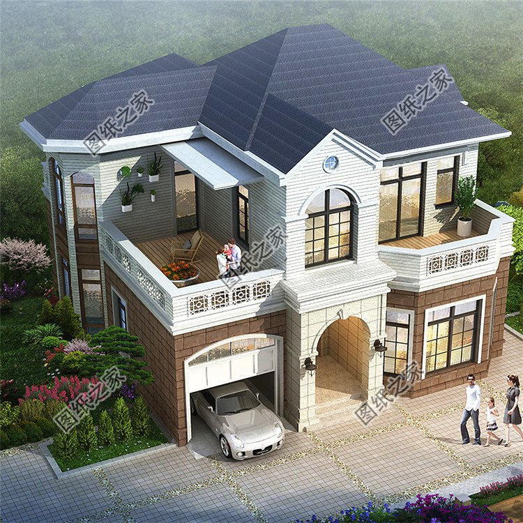 造價20萬左右帶車庫的二層別墅設計圖，簡直美麗動人