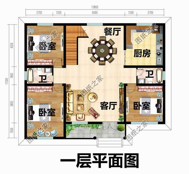 三套舒適又美觀的一層半自建別墅設計圖紙