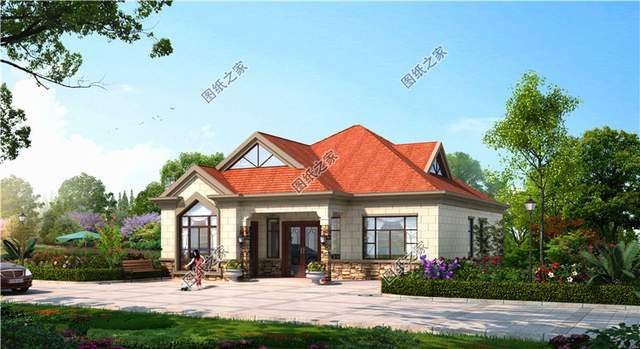 三套舒適又美觀的一層半自建別墅設計圖紙