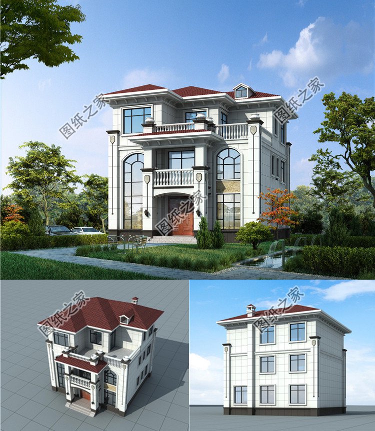 11X10米三層農村自建房效果圖