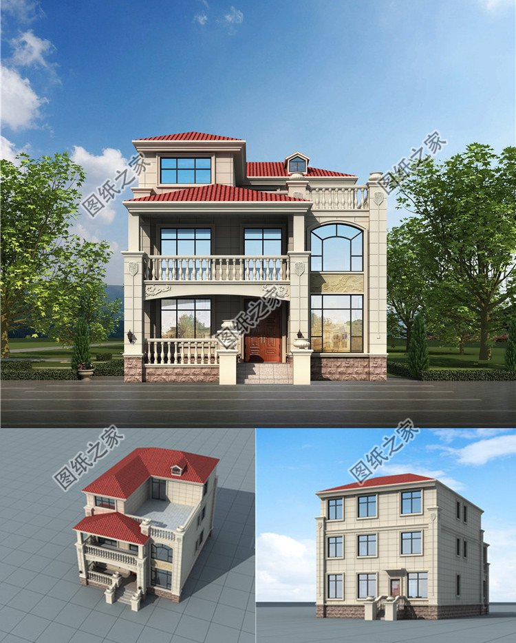 11X14米農村三層自建房子圖效果圖