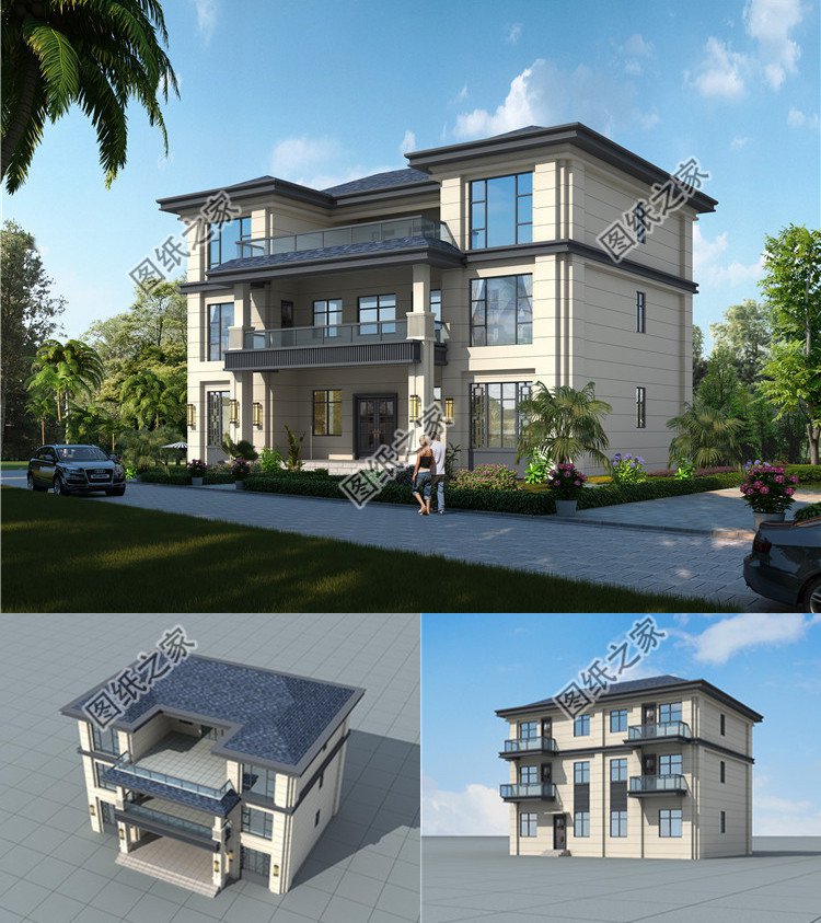 農村自建三層別墅設計圖效果圖